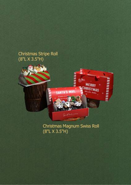Christmas Log Cake Gift Set -  Christmas Stripe Roll